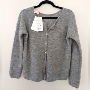 Sezane Gilet Gaspard Cardigan in Mottled Grey/Gris Chine Clair, Size Small